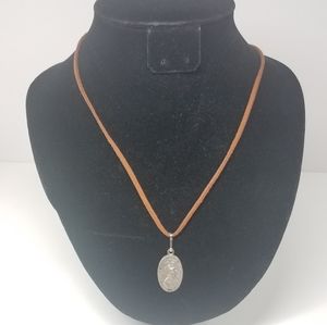 St. Christopher Silvertone Medallion Necklace